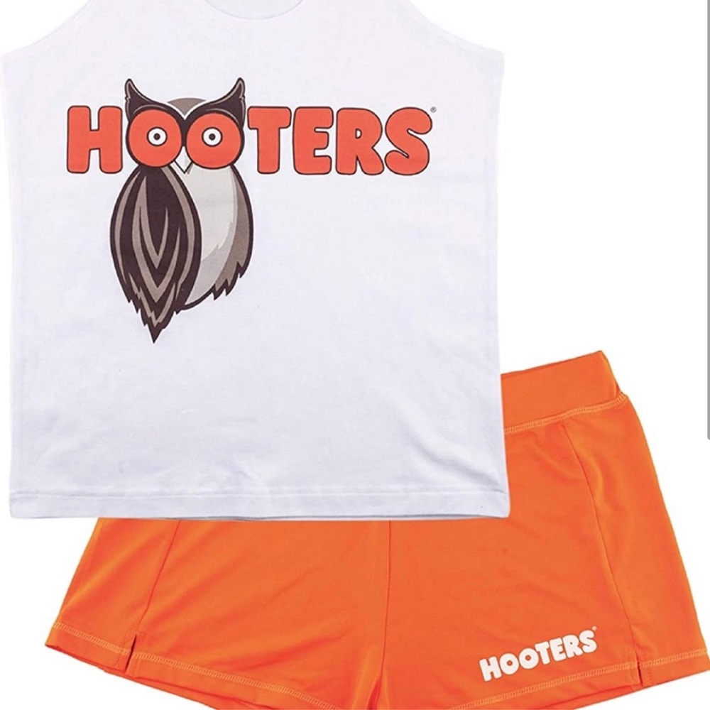 Hooters top and shorts